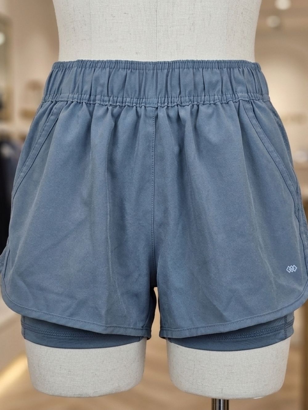 Women's Double-Layer Athletic Shorts in Slate Blue